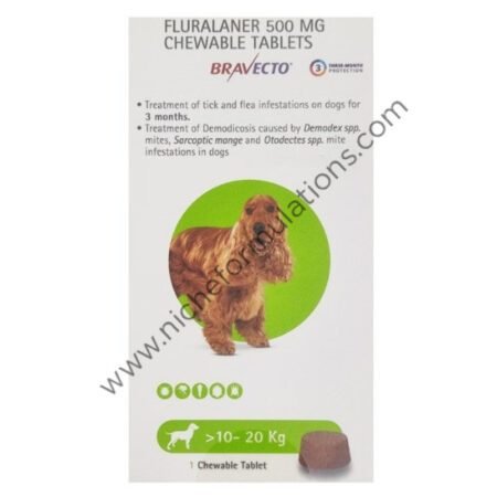 Bravecto 500mg Pet Chewable Tick and Flea Control Tablet (For >10-20 Kg)