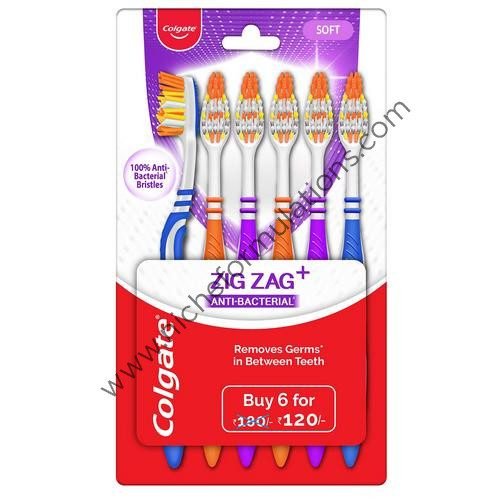 Colgate Zig Zag+ Anti-Bacterial Bristle Toothbrush Medium