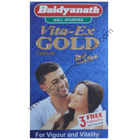 Baidyanath Vita-Ex Gold Plus Capsule | For Strength & Stamina with 3 Capsule Free