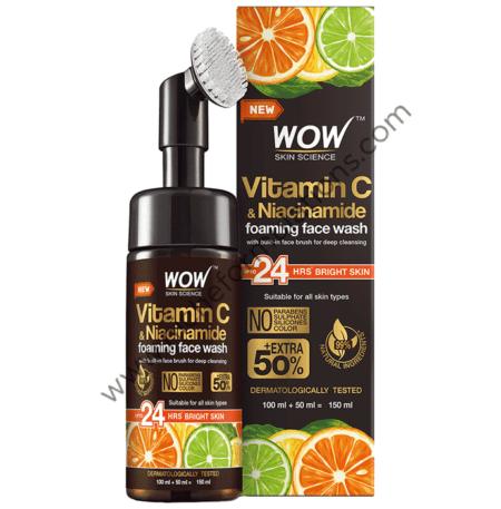 WOW Skin Science Brightening Vitamin C Foaming Face Wash with Built-In Face Brush