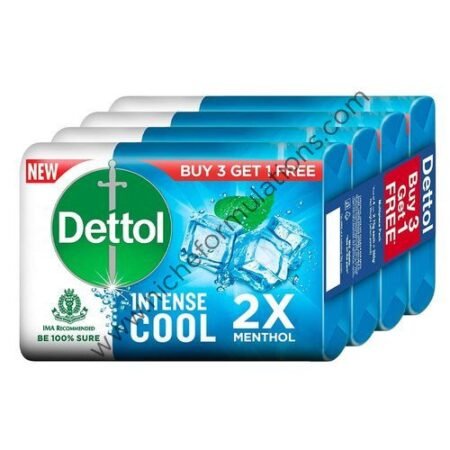 Dettol Intense Cool Bathing Soap Bar 75gm (Buy 3 Get 1 Free)