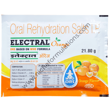 Electral Powder | ORS for Replenishing Body Fluids & Electrolytes | For Stomach Care Orange