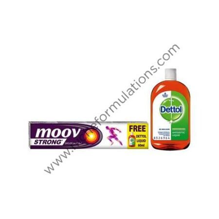 Moov Strong Diclofenac Pain Relief Gel with 60ml Dettol Antiseptic Liquid Free