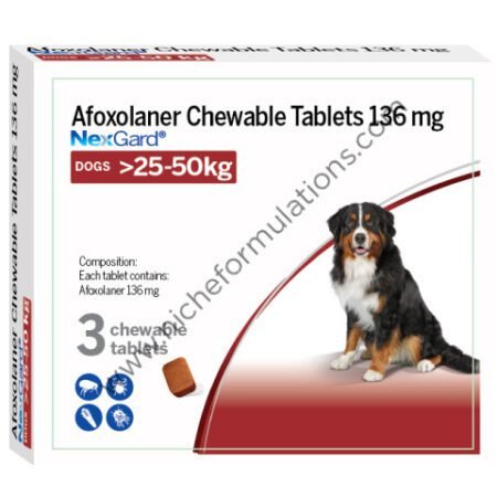 NexGard 136mg Flea and Tick Chewable Tablet for Dogs 25-50 kg