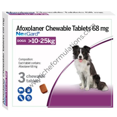 NexGard 68mg Flea and Tick Chewable Tablet for Dogs 10-25 kg