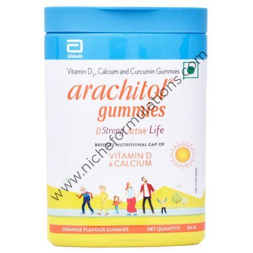 Arachitol Gummies - Vitamin D3+Calcium+Curcumin Gummies Orange Flavour