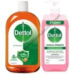 Dettol Combo Pack of Antiseptic Liquid 250ml & Clinical Strength Antiseptic Hand Rub Sanitizer 500ml