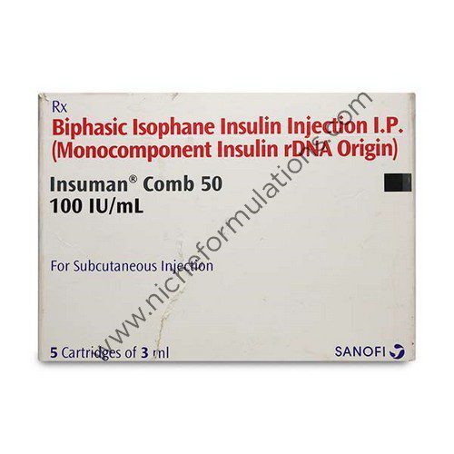 Insuman Comb 50 100IU Cartridge 3 ml