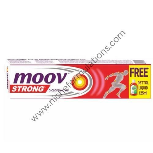 Moov Strong Diclofenac Pain Relief Gel with 125ml Dettol Antiseptic Liquid Free