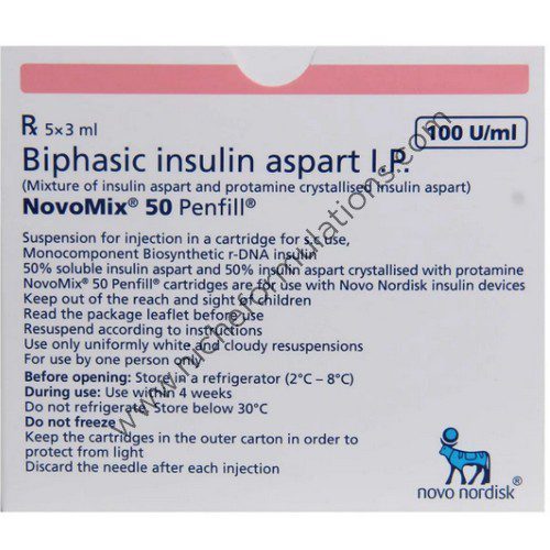 Novomix 50 Suspension for Injection 100IU/ml