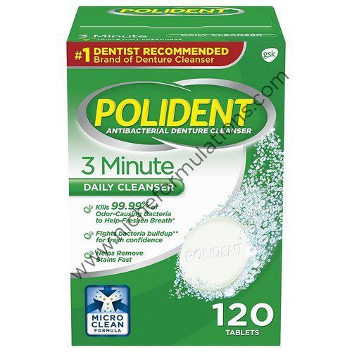 Polident Antibacterial Denture Cleanser Effervescent Tablet