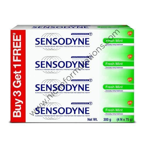 Sensodyne Toothpaste 75gm Each (Buy 3 Get 1 Free) Fresh Mint