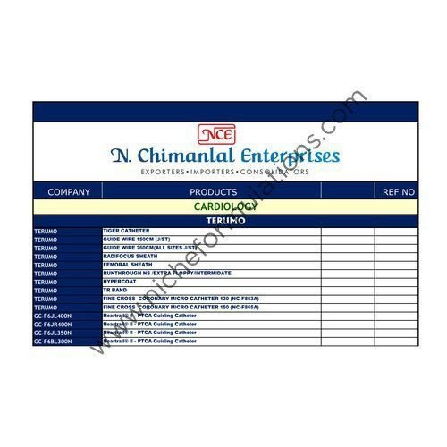 Surgical List of Cardiac Products