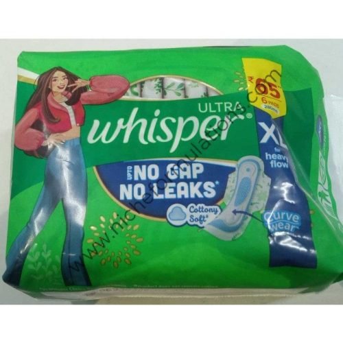 Whisper-Ultra-No-Gap-No-Leaks-Cottony-Soft-Curve-Wear-Sanitary-Pad-XL-8211-6-Pads